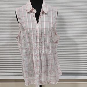 CAbi Pink Sleeveless Button Down Shirt